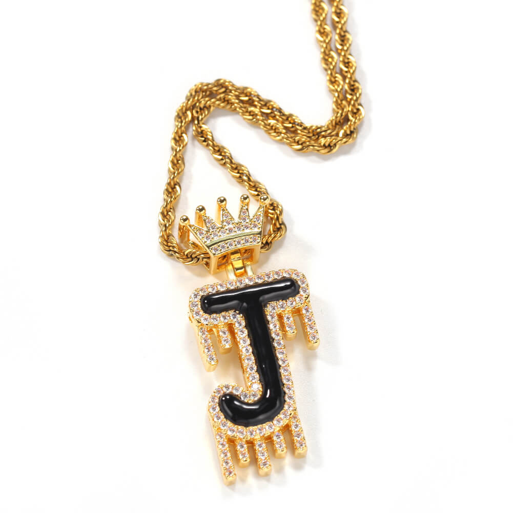 Iced Out Initial Single-Letter Custom Pendant Necklace