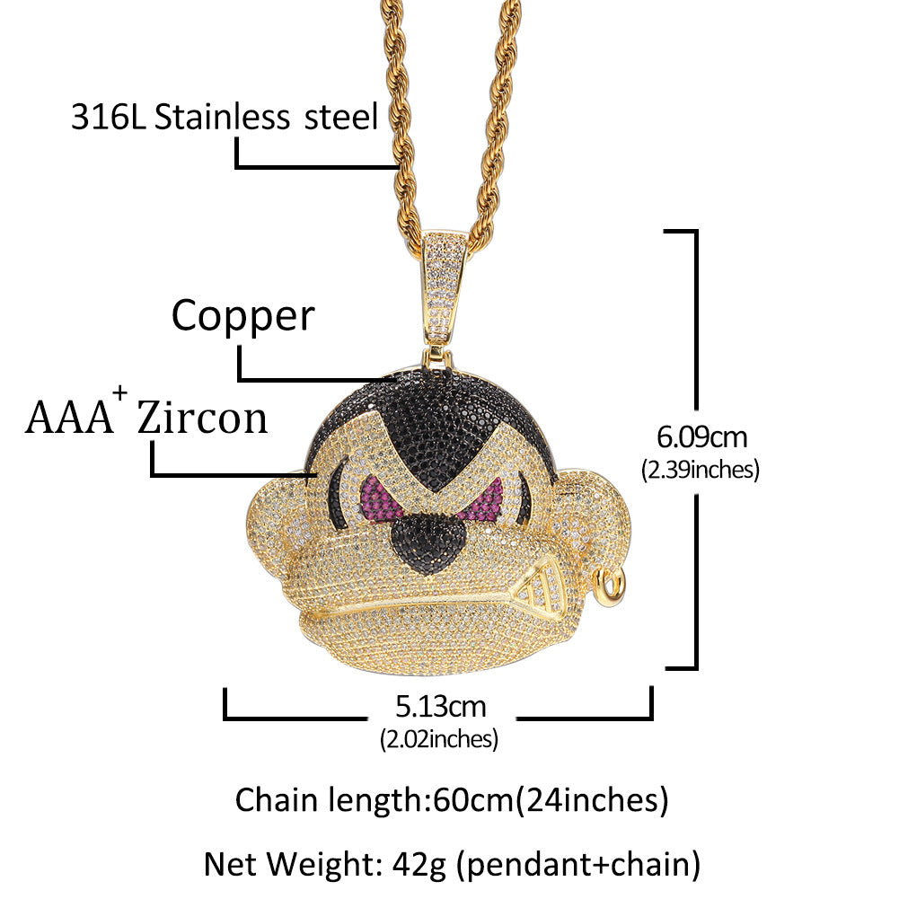 18K/White Gold Orangutan Zircon Pendant Tripodjewelry