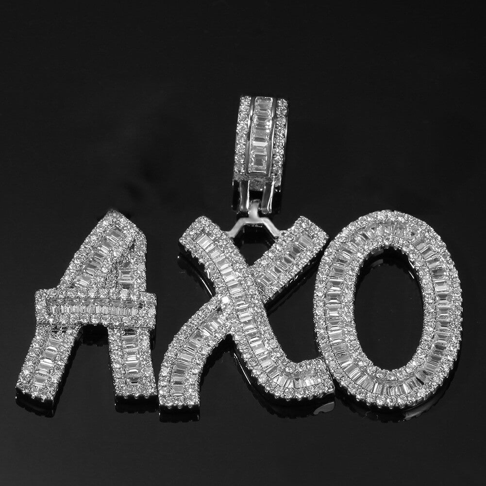 Iced Custom Baguette Letters Pendant Personalized Necklace