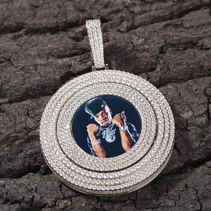 Iced Spinnable Custom Photo Pendant Personalized Tripodjewelry