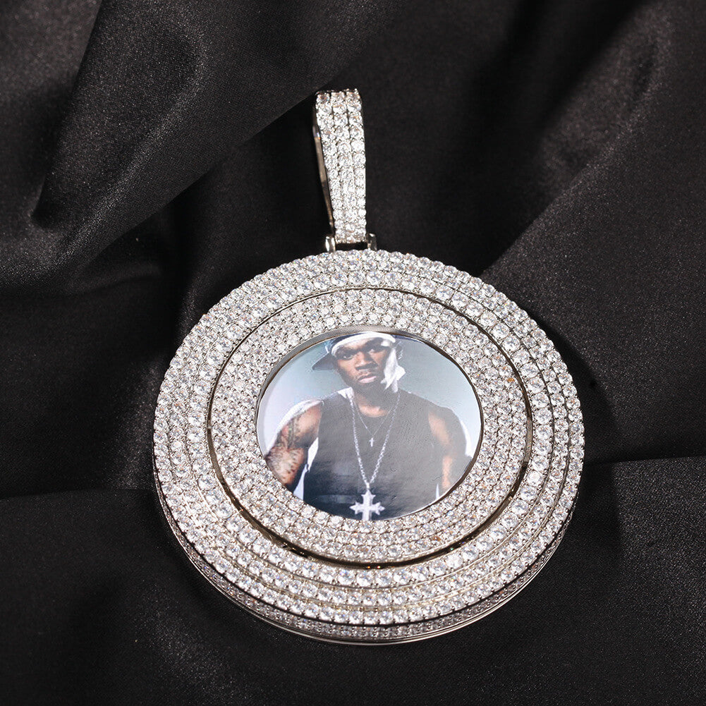 Iced Spinnable Custom Photo Pendant Personalized Tripodjewelry
