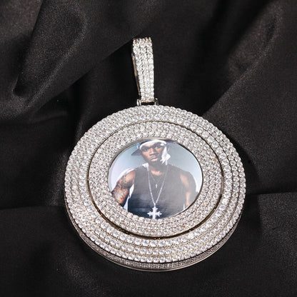 Iced Spinnable Custom Photo Pendant Personalized Tripodjewelry