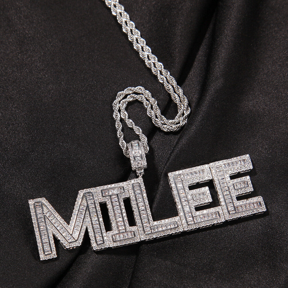 Square Diamond Letter Custom Pendant For Men Hip Hop Necklace