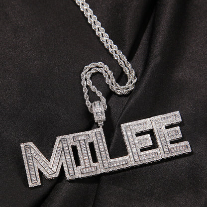 Square Diamond Letter Custom Pendant For Men Hip Hop Necklace