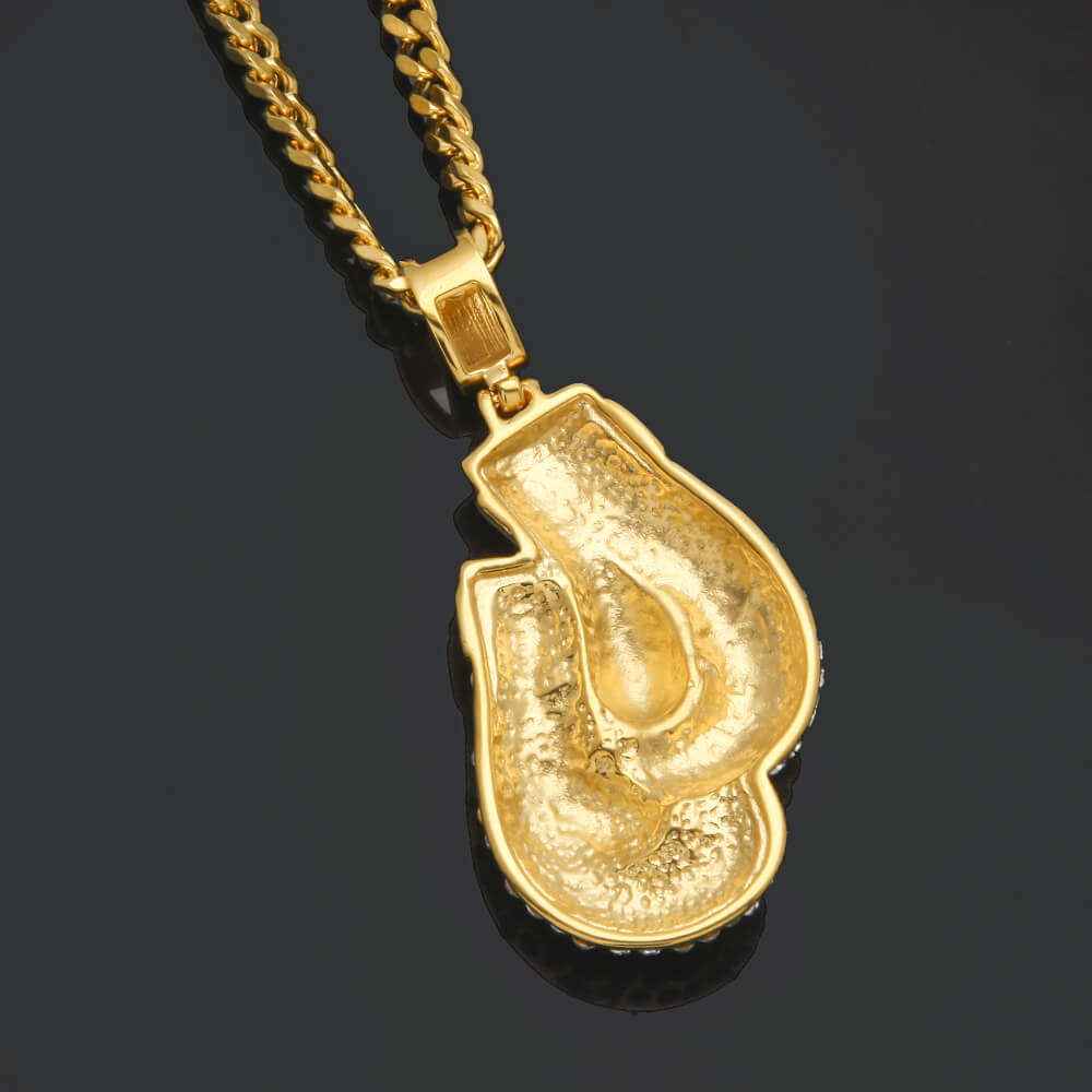 Gold Diamond Boxing Gloves Iced Pendant