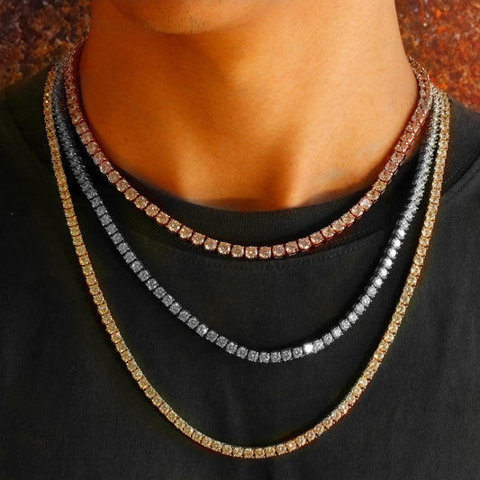 Single Row Diamond Chain Necklace - Gold & Rose Gold & White Gold TRIPOD JEWELRY
