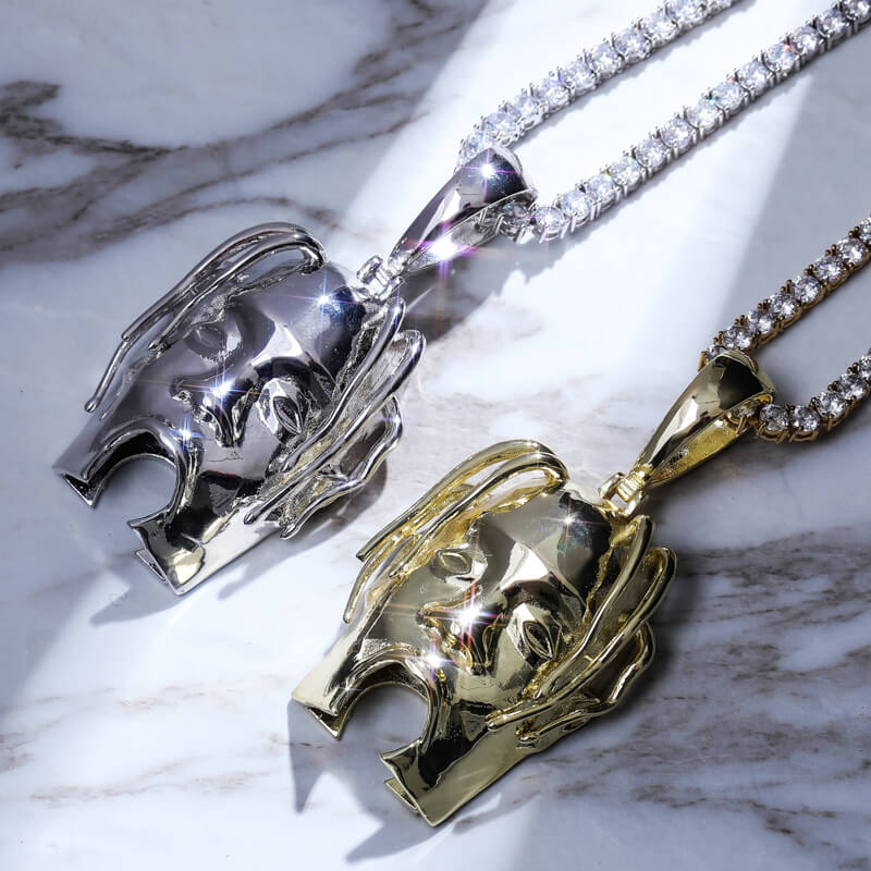 Gold/White Gold Iced Star Avatar Pendant Tripodjewelry