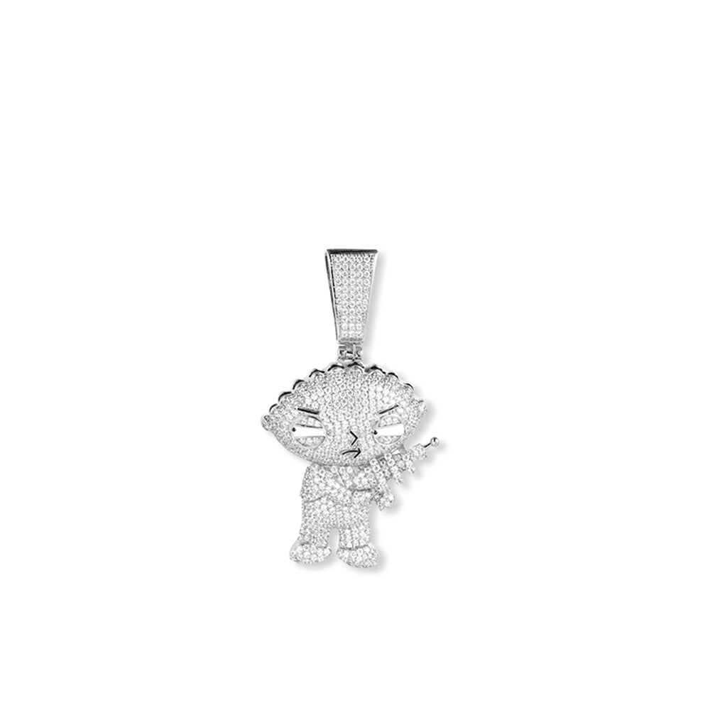 White Gold Cartoon Character Pendant Tripodjewelry
