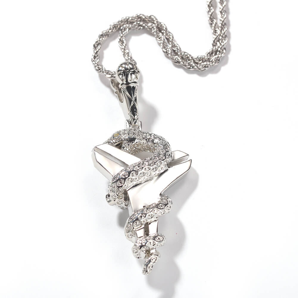 Gold/White Gold Black Mamba Viper Cross Pendant For Men Tripodjewelry