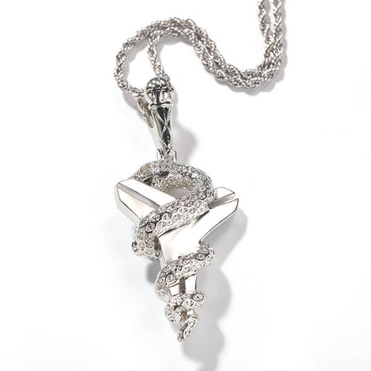 Gold/White Gold Black Mamba Viper Cross Pendant For Men Tripodjewelry