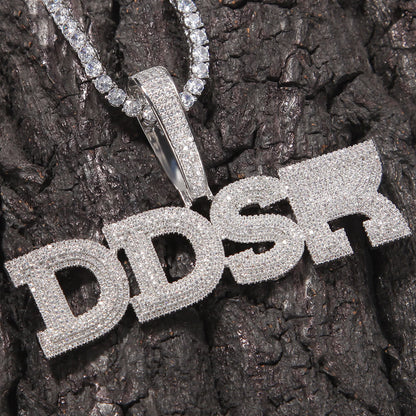 Micro Pave Custom Name Pendant Necklace For Men TRIPOD JEWELRY