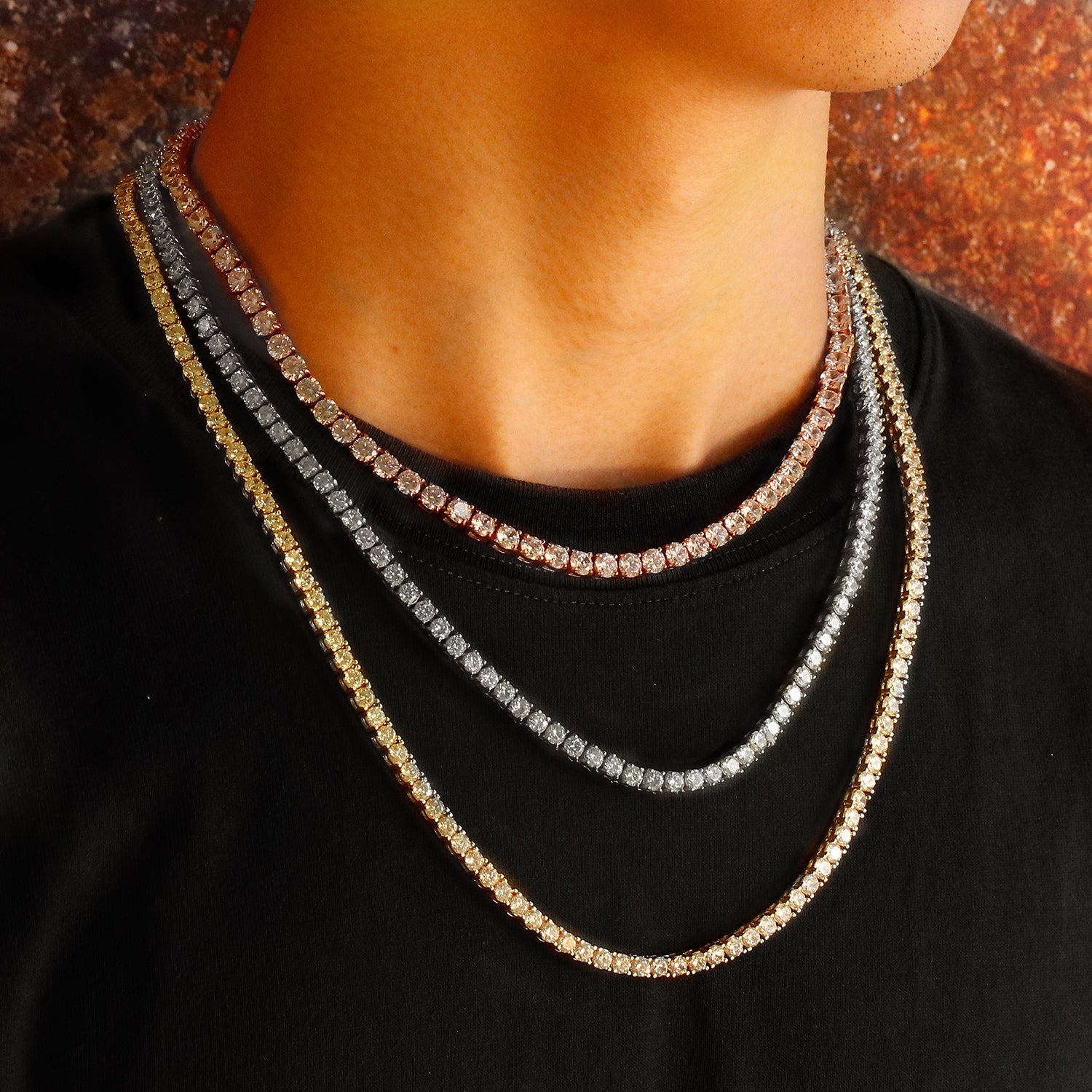 Single Row Diamond Chain Necklace - Gold & Rose Gold & White Gold TRIPOD JEWELRY