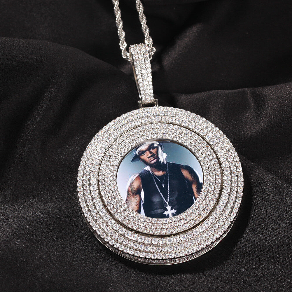 Iced Spinnable Custom Photo Pendant Personalized Tripodjewelry