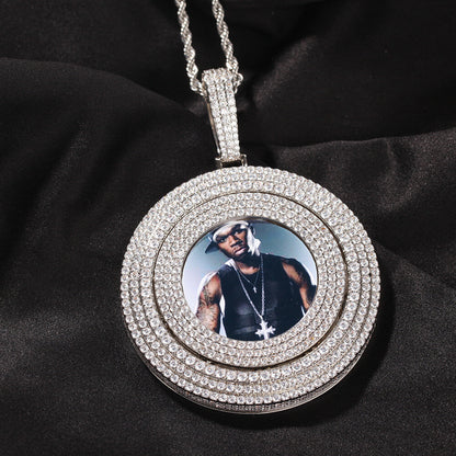 Iced Spinnable Custom Photo Pendant Personalized Tripodjewelry