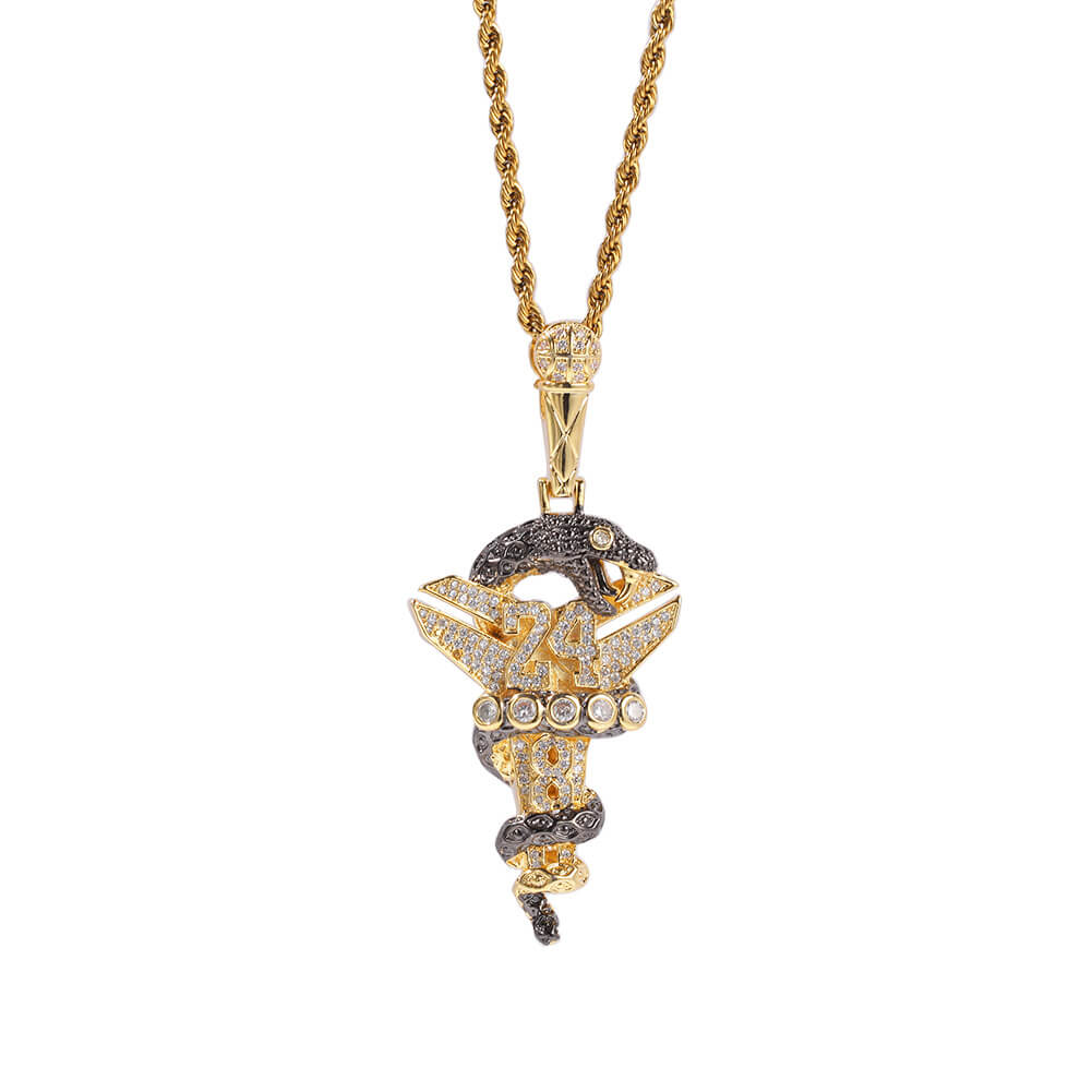 Gold/White Gold Black Mamba Viper Cross Pendant For Men Tripodjewelry