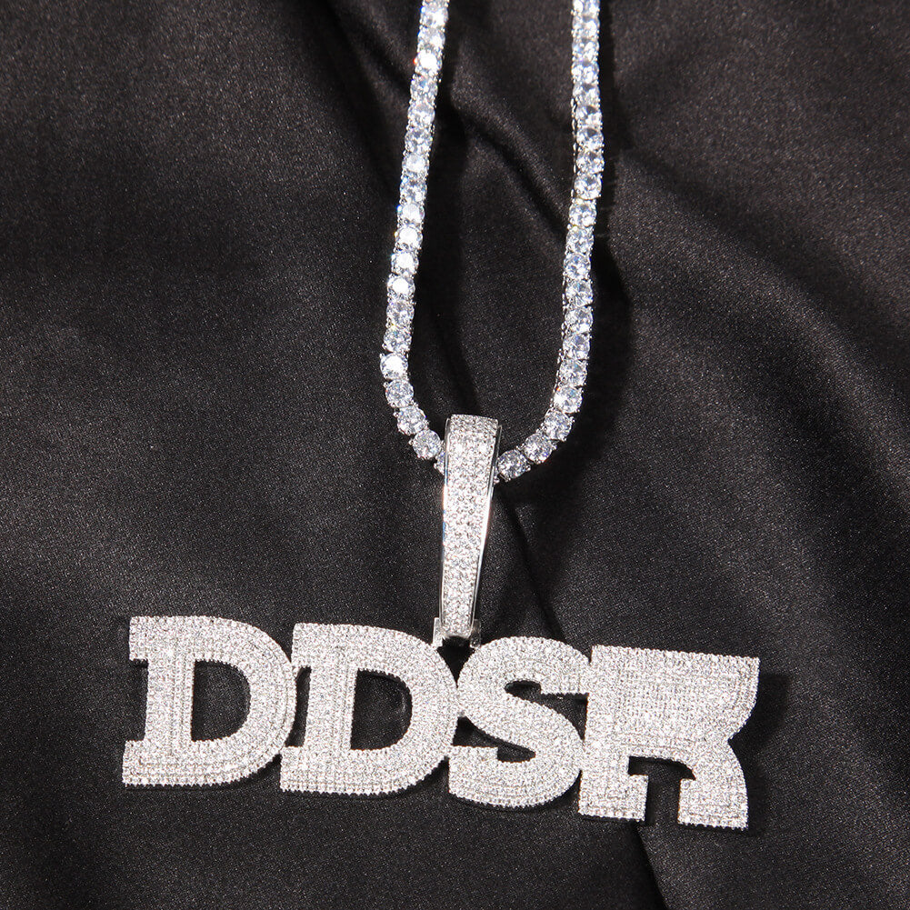 Micro Pave Custom Name Pendant Necklace For Men TRIPOD JEWELRY