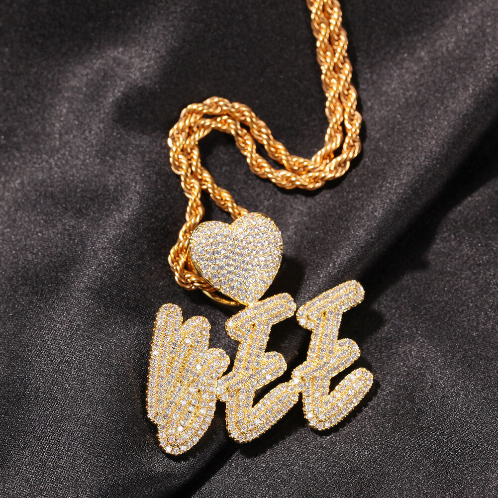 14K Gold/White Gold Love Letter Custom Pendant Gift For Men