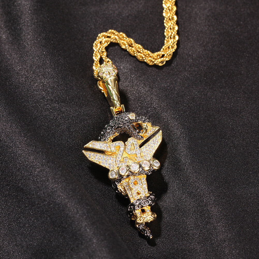 Gold/White Gold Black Mamba Viper Cross Pendant For Men Tripodjewelry