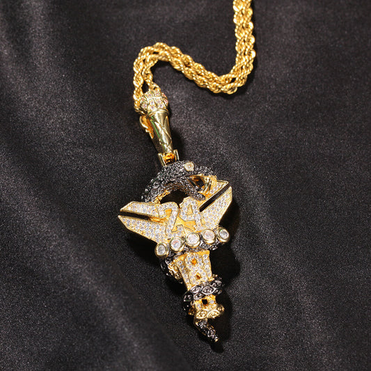 Gold/White Gold Black Mamba Viper Cross Pendant For Men Tripodjewelry