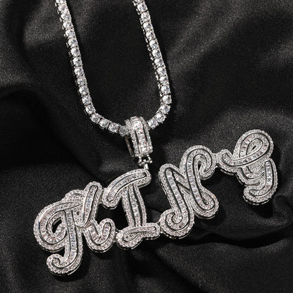 Customized Square Cool Letter Pendant Necklace Name Plate Chains TRIPOD JEWELRY