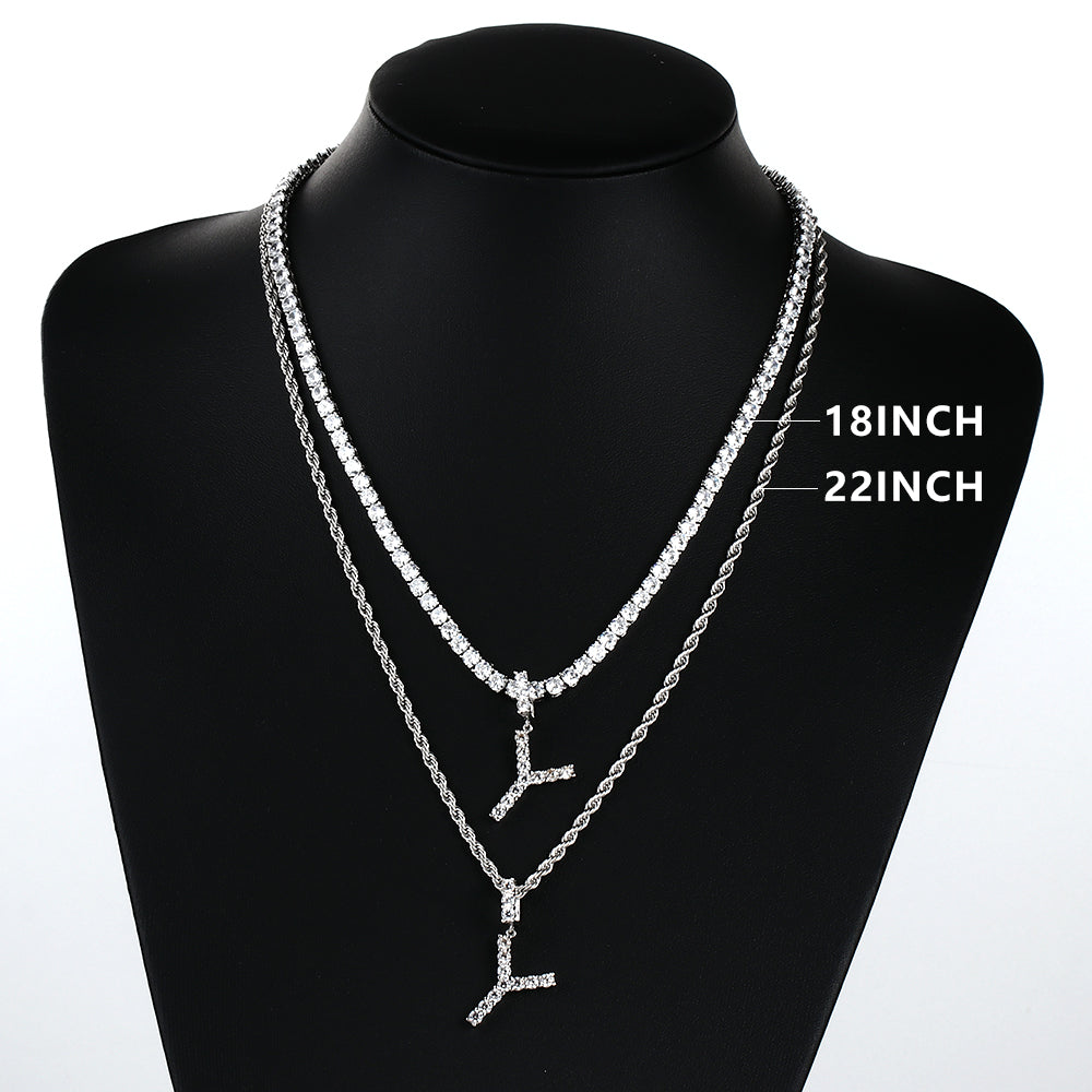 White Gold Personalized  Letter Pendant