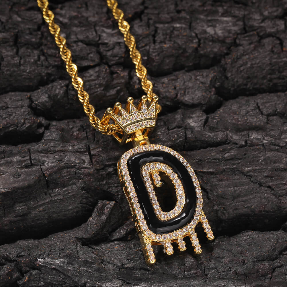 Iced Out Initial Single-Letter Custom Pendant Necklace