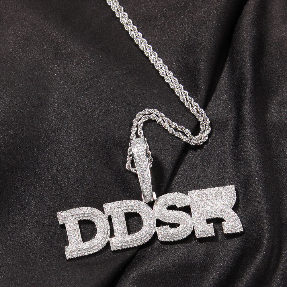 Micro Pave Custom Name Pendant Necklace For Men TRIPOD JEWELRY