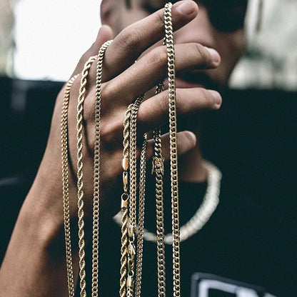 3MM 18K Gold Plated Stainless Steel  Franco Chain Necklace