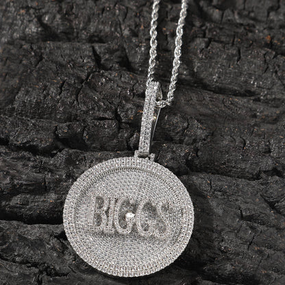 Custom Letter Zircon Rotating Pendant White Gold Plated