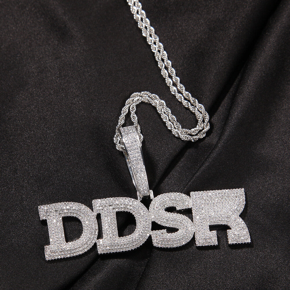 Micro Pave Custom Name Pendant Necklace For Men TRIPOD JEWELRY