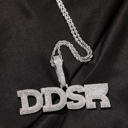 Micro Pave Custom Name Pendant Necklace For Men TRIPOD JEWELRY