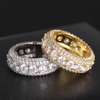 White Gold Iced Out White Stone Hip Hop Ring