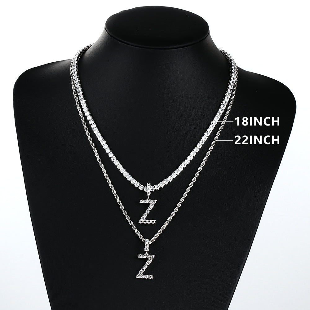 White Gold Personalized  Letter Pendant