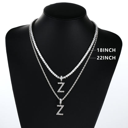 White Gold Personalized  Letter Pendant