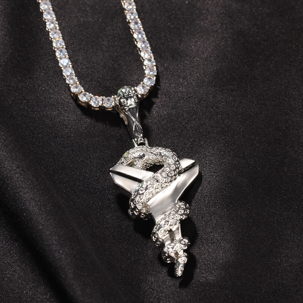 Gold/White Gold Black Mamba Viper Cross Pendant For Men Tripodjewelry