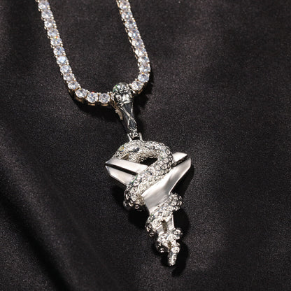 Gold/White Gold Black Mamba Viper Cross Pendant For Men Tripodjewelry