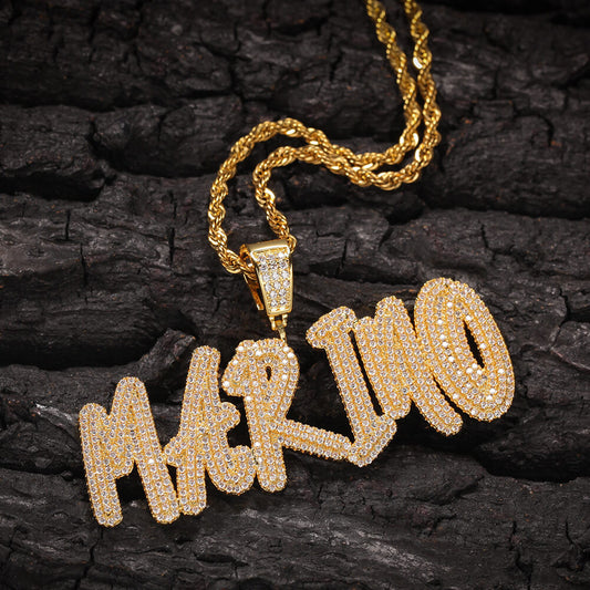 Customized Pendant For Men Gold Plated Cursive Name Chain Necklace