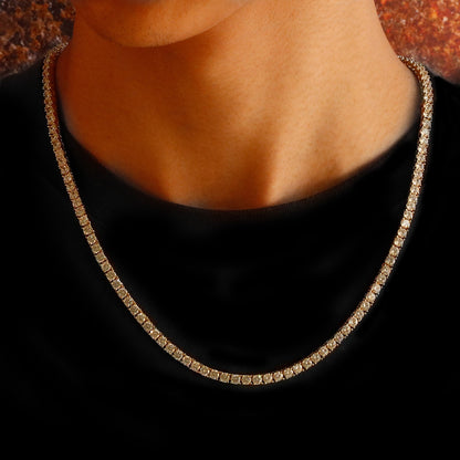 Single Row Diamond Chain Necklace - Gold & Rose Gold & White Gold TRIPOD JEWELRY