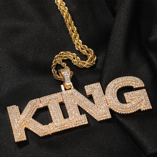 Micro Pave Custom Name Pendant Necklace For Men