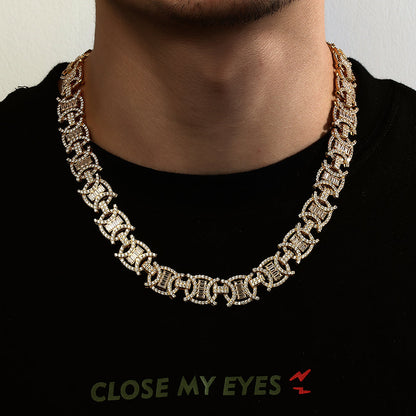 18K Gold Plated Iced Out Round Design Fashion Link Chain Tripodjewelry