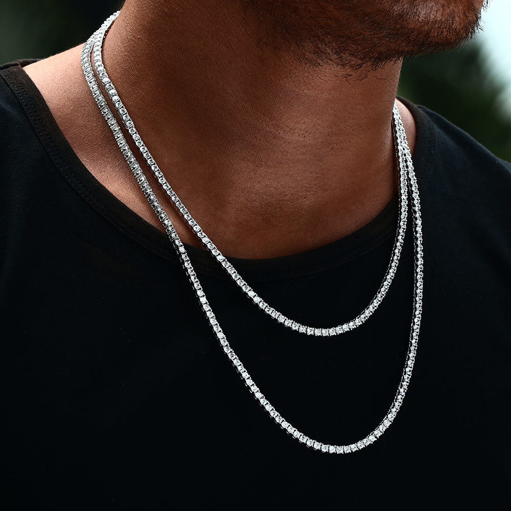 3MM White Gold Plated Tennis Chain Necklace