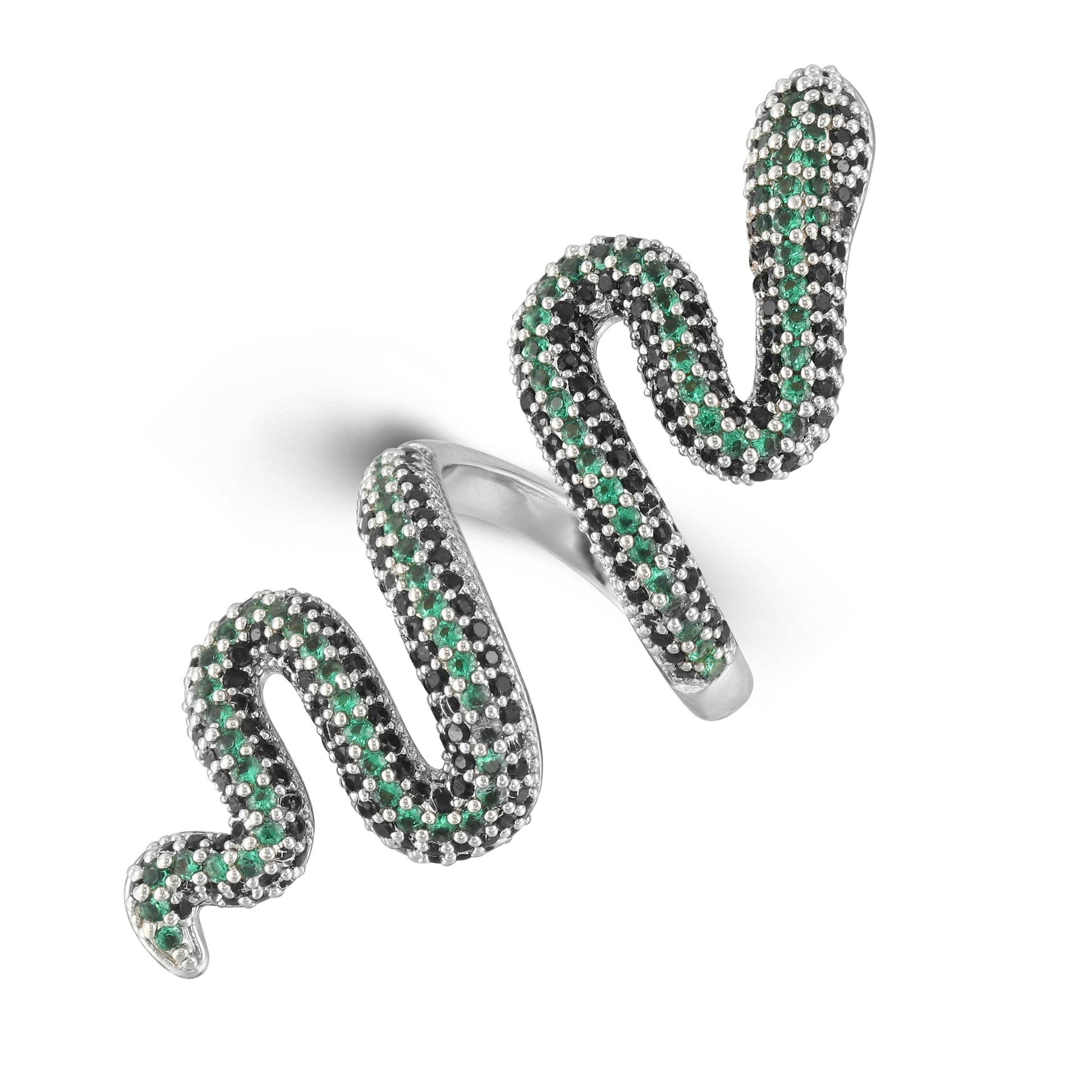 18K/White Gold Iced Snake Ring Tripodjewelry