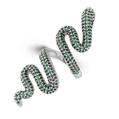 18K/White Gold Iced Snake Ring Tripodjewelry