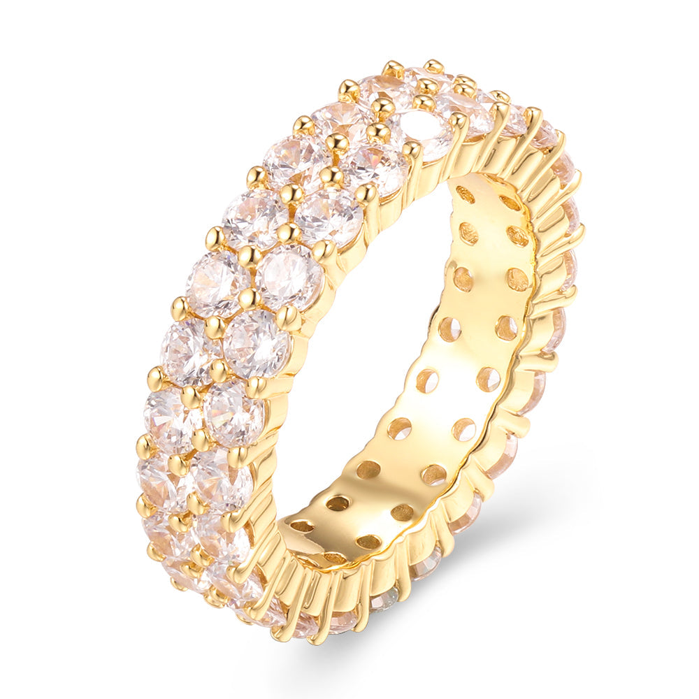14K Gold Dual Eternity Ring Tripodjewelry