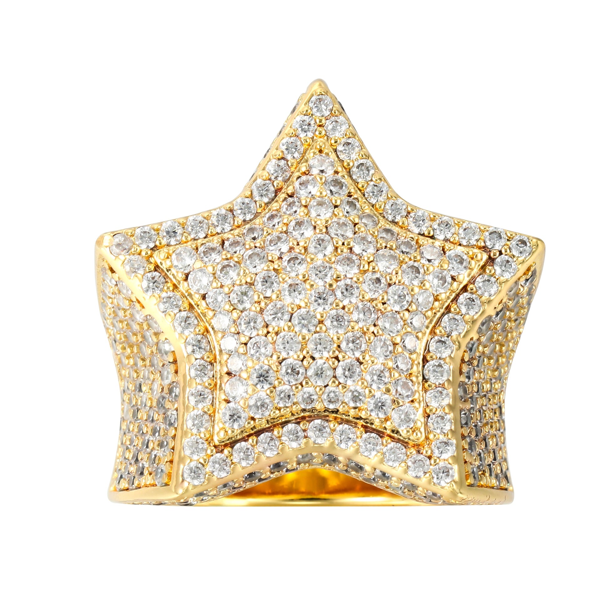 Iced Out Star Pinky Ring-18K Gold,Rose Gold or White Gold Plated Bling Bling Jewelry Tripodjewelry