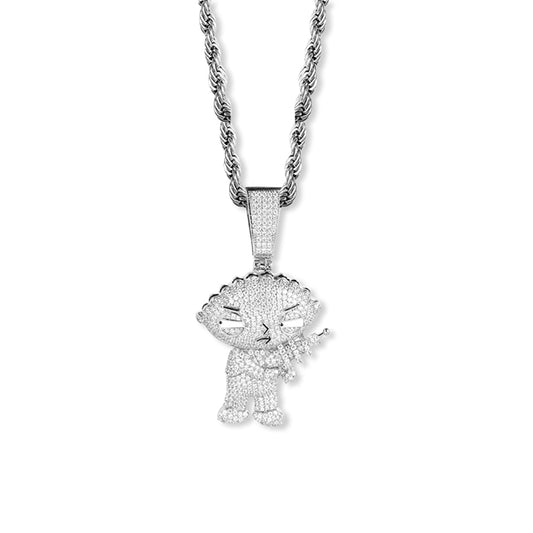 White Gold Cartoon Character Pendant Tripodjewelry