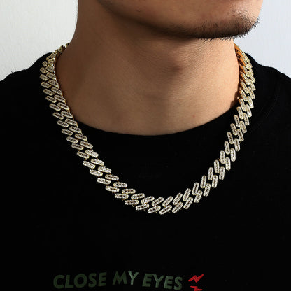 14K Gold Iced Out Prong Cuban Link Chain Necklace Tripodjewelry