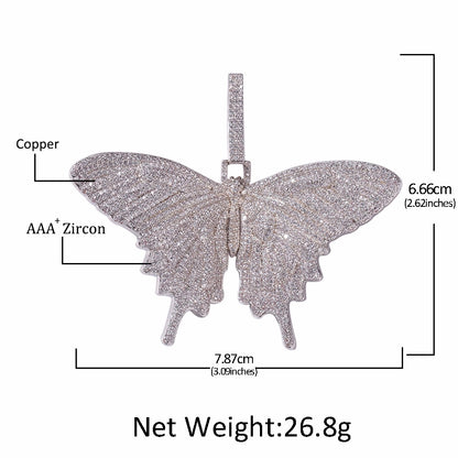 White Gold Iced Out Butterfly Pendant