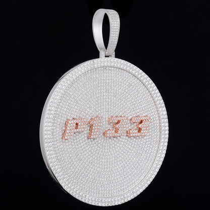 Gold Disc Pendant Set With Diamonds - Letters & Numbers Customized
