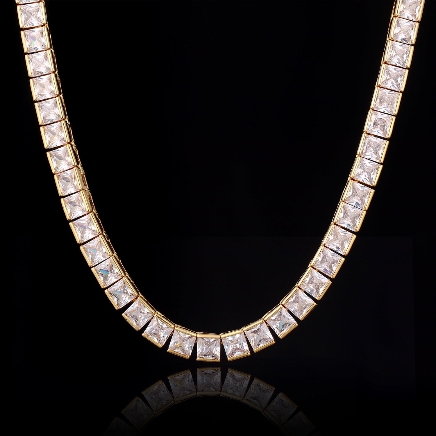 14 / 18K Stainless Steel Zircon Stone Necklace Chain TRIPOD JEWELRY